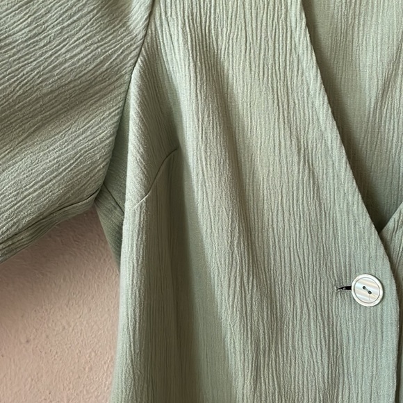 Vintage sage green ribbed button front duster cardigan with pockets - Picture 4 of 5